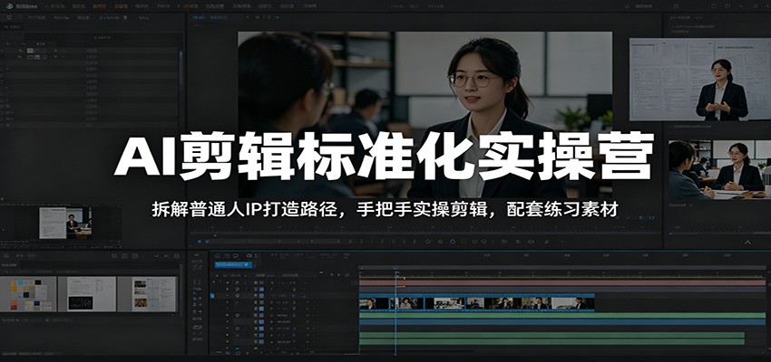 AI剪辑标准化实操营:拆解普通人IP打造路径,手把手实操剪辑,配套练习素材-网赚副业网