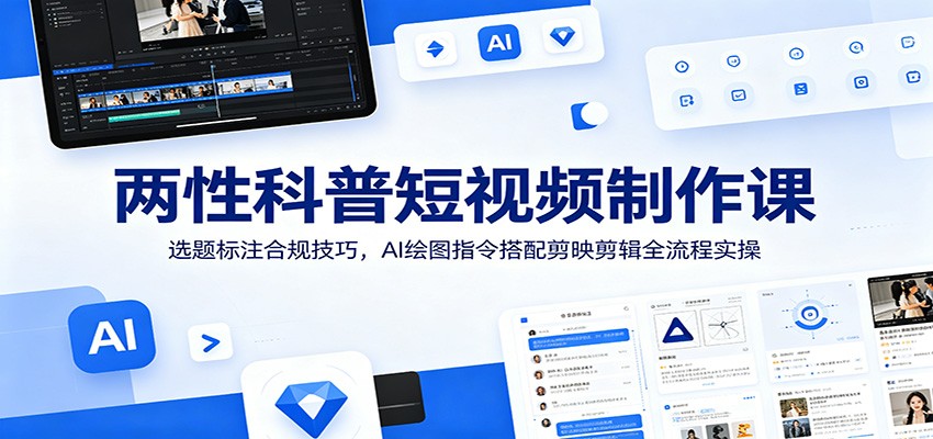 两性科普短视频制作课:选题标注合规技巧,AI绘图指令搭配剪映剪辑全流程实操-网赚副业网
