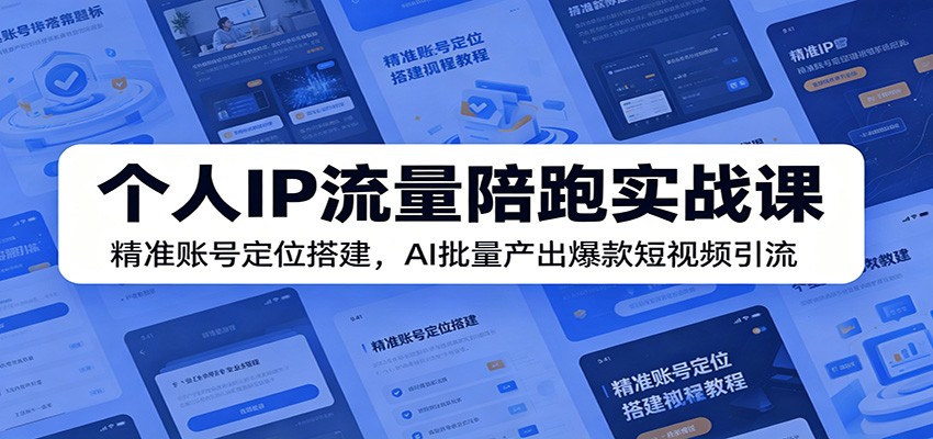 个人IP流量陪跑实战课:精准账号定位搭建,AI批量产出爆款短视频引流-网赚副业网