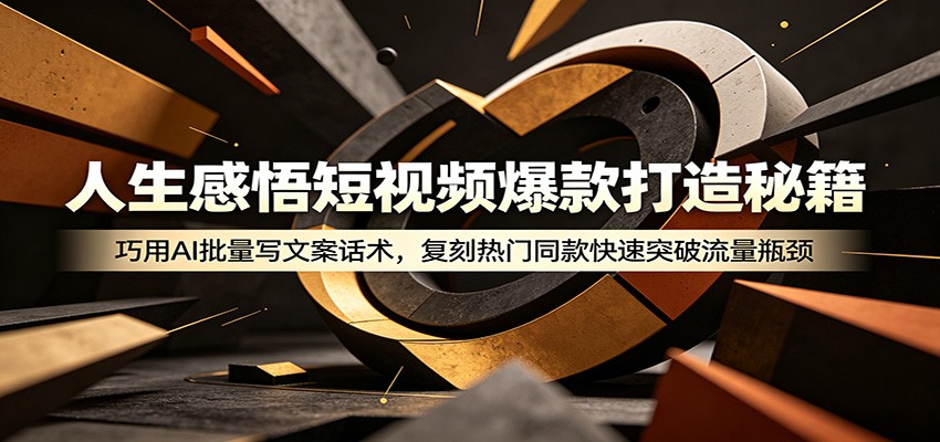 人生感悟短视频爆款打造秘籍:巧用A 批量写文案话术,复刻热门同款快速突破流量瓶颈-网赚副业网