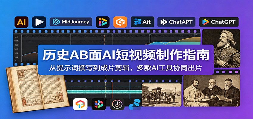 历史AB面AI短视频制作指南:从提示词撰写到成片剪辑,多款AI工具协同出片-网赚副业网
