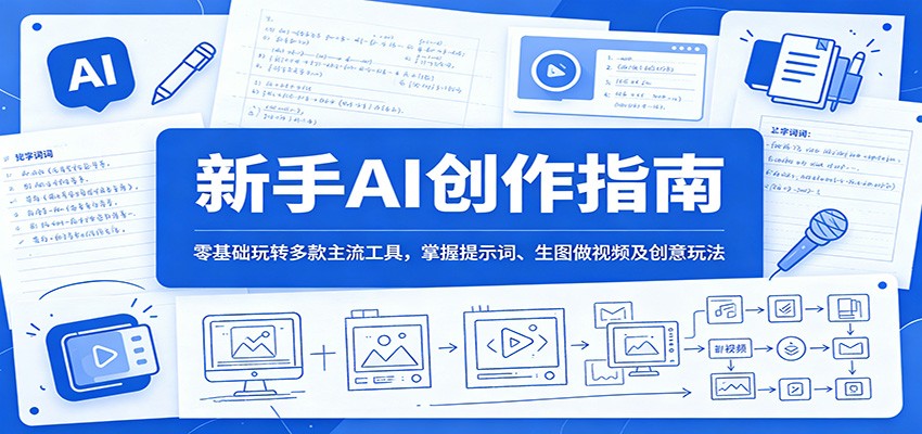 新手AI创作指南:零基础玩转多款主流工具,掌握提示词、生图做视频及创意玩法-网赚副业网