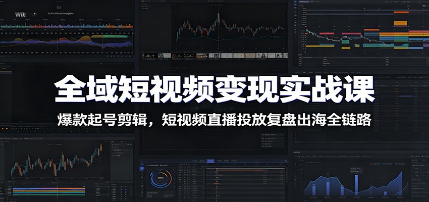 全域短视频变现实战课:爆款起号剪辑,短视频直播投放复盘出海全链路-网赚副业网