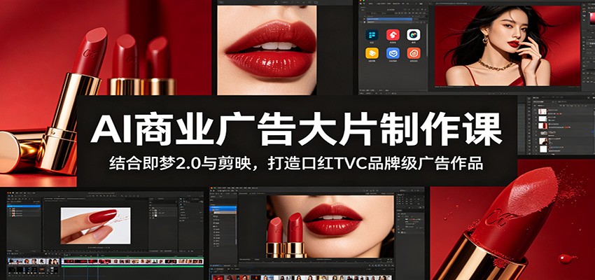 AI商业广告大片制作课:结合即梦2.0与剪映,打造口红TVC品牌级广告作品-网赚副业网