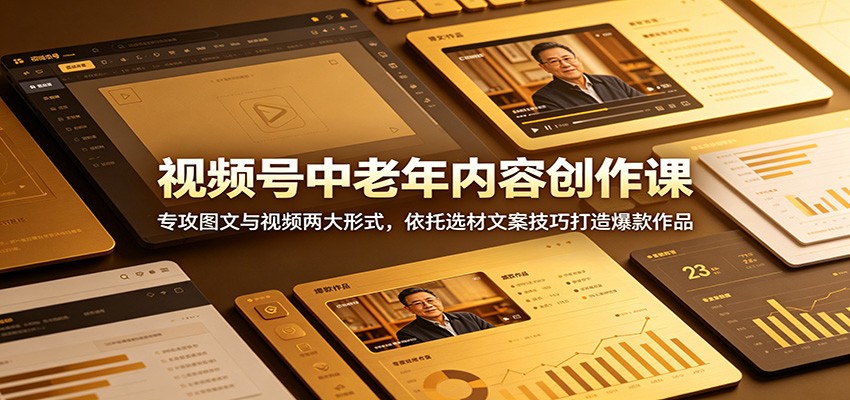 视频号中老年内容创作课:专攻图文与视频两大形式,依托选材文案技巧打造爆款作品-网赚副业网