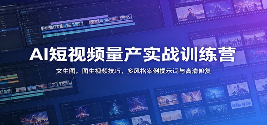 AI短视频量产实战训练营:文生图,图生视频技巧,多风格案例提示词与高清修复-网赚副业网
