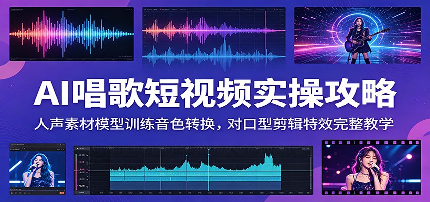 AI唱歌短视频实操攻略:人声素材模型训练音色转换,对口型剪辑特效完整教学-网赚副业网