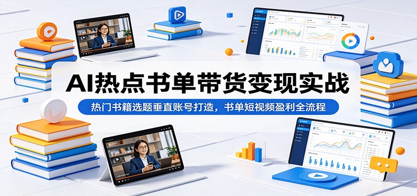 AI热点书单带货变现实战:热门书籍选题垂直账号打造,书单短视频盈利全流程-网赚副业网