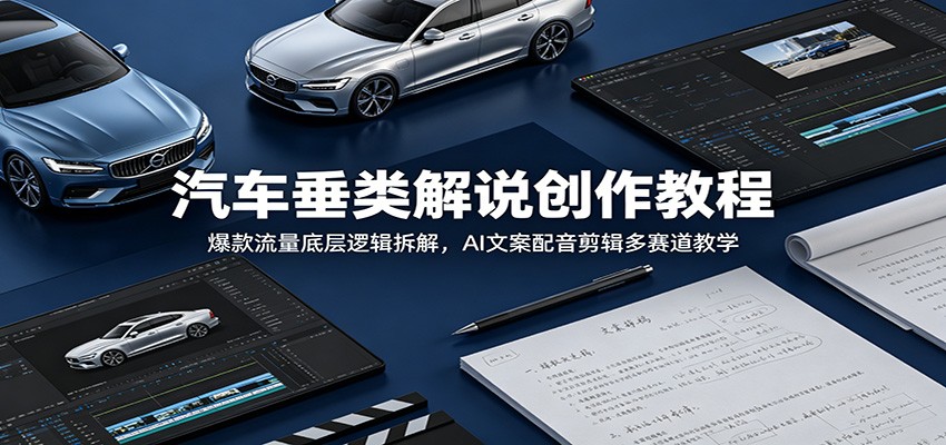 汽车垂类解说创作教程:爆款流量底层逻辑拆解,AI文案配音剪辑多赛道教学-网赚副业网