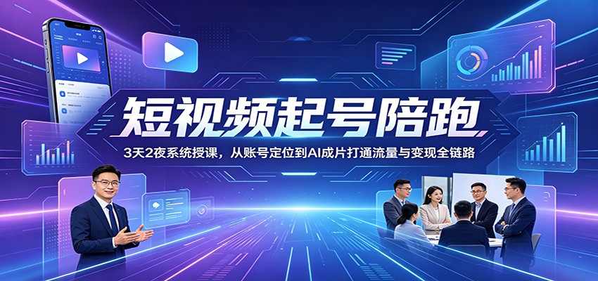 短视频起号陪跑:3天2夜系统授课,从账号定位到AI成片打通流量与变现全链路-网赚副业网