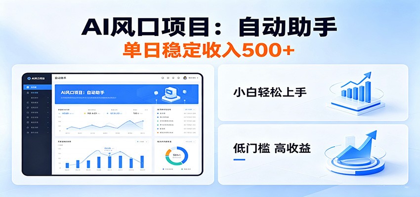 全新AI自动助手项目,低门槛入局,每日稳定收益500以上-网赚副业网