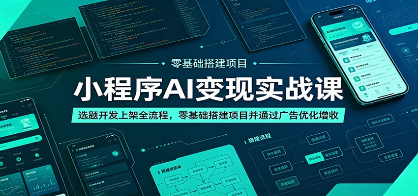 小程序AI变现实战课:选题开发上架全流程,零基础搭建项目并通过广告优化增收-网赚副业网