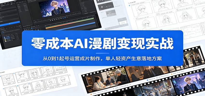 零成本AI漫剧变现实战:从0到1起号运营成片制作,单人轻资产生意落地方案-网赚副业网