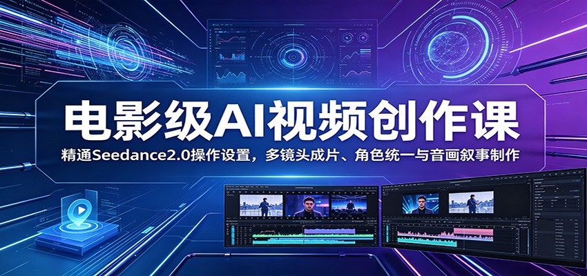 电影级AI视频创作课:精通Seedance2.0操作设置,多镜头成片、角色统一与音画叙事制作-网赚副业网