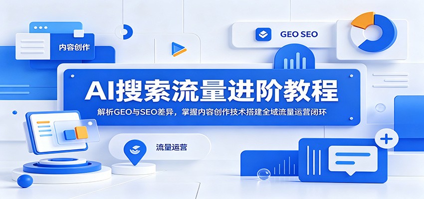 AI搜索流量进阶教程:解析GEO与SEO差异,掌握内容创作技术搭建全域流量运营闭环-网赚副业网