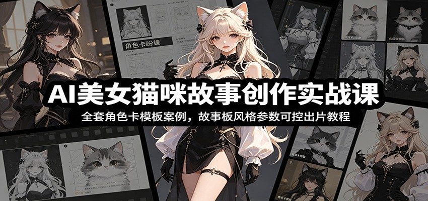 AI美女猫咪故事创作实战课:全套角色卡模板案例,故事板风格参数可控出片教程-网赚副业网