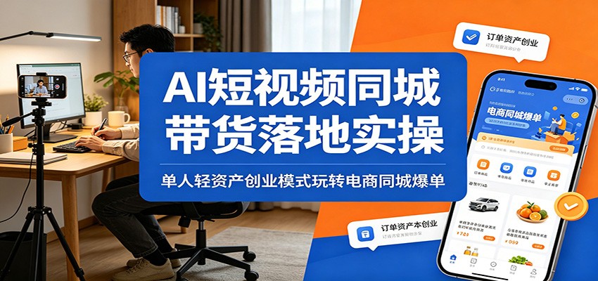AI短视频同城带货落地实操:单人轻资产创业模式玩转电商同城爆单-网赚副业网