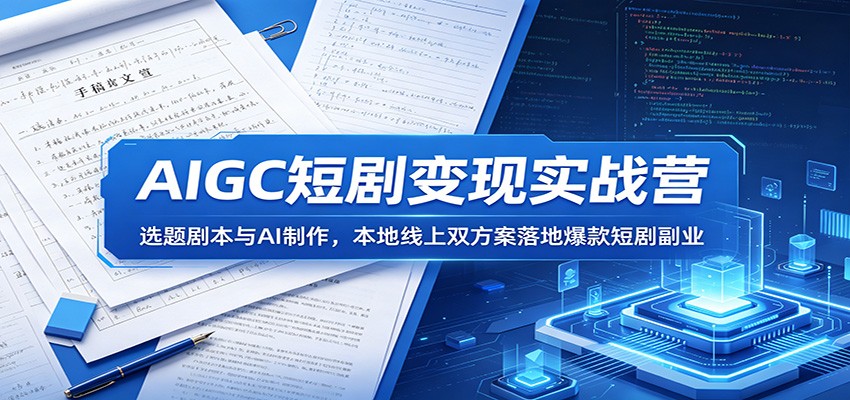 AIGC短剧变现实战营:选题剧本与AI制作,本地线上双方案落地爆款短剧副业-网赚副业网
