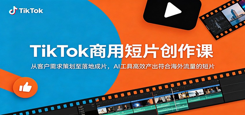 TikTok商用短片创作课:从客户需求策划至落地成片,AI工具高效产出符合海外流量的短片-网赚副业网