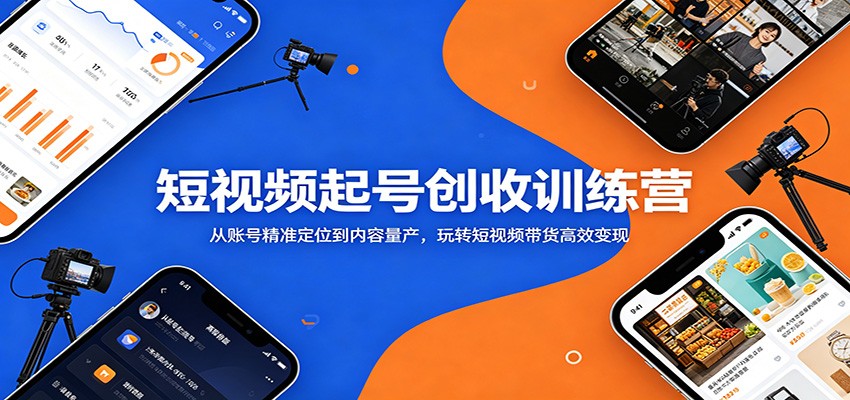 短视频起号创收训练营:从账号精准定位到内容量产,玩转短视频带货高效变现-网赚副业网