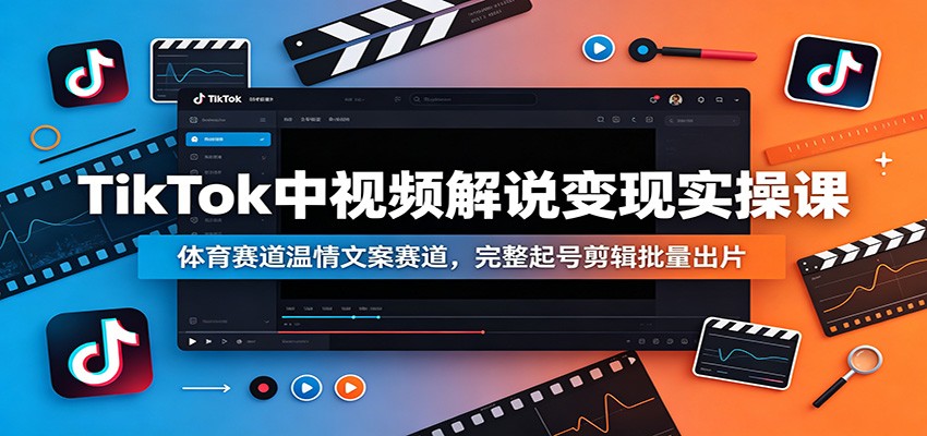 TikTok中视频解说变现实操课:体育赛道温情文案赛道,完整起号剪辑批量出片-网赚副业网