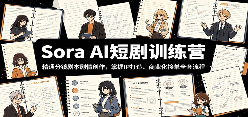Sora AI短剧训练营:精通分镜剧本剧情创作,掌握IP打造、商业化接单全套流程-网赚副业网
