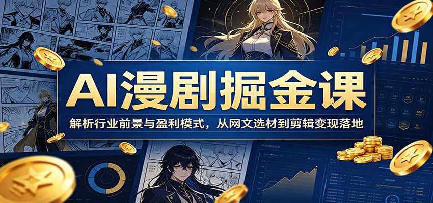 AI漫剧掘金课:解析行业前景与盈利模式,从网文选材到剪辑变现落地-网赚副业网