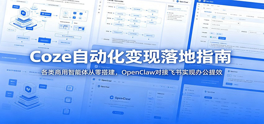 Coze自动化变现落地指南：各类商用智能体从零搭建，OpenClaw对接飞书实现办公提效-网赚副业网