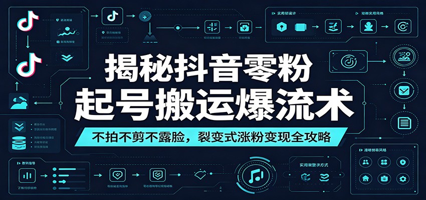 揭秘抖音零粉起号搬运爆流术:不拍不剪不露脸,裂变式涨粉变现全攻略-网赚副业网