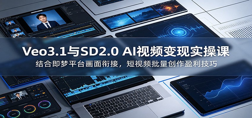 Veo3.1与SD2.0 AI视频变现实操课课:结合即梦平台画面衔接,短视频批量创作盈利技巧-网赚副业网