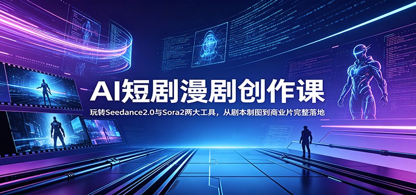 AI短剧漫剧创作课:玩转Seedance2.0与 Sora2两大工具,从剧本制图到商业片完整落地-网赚副业网