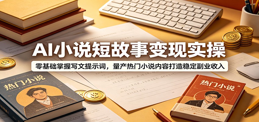 AI小说短故事变现实操：零基础掌握写文提示词，量产热门小说内容打造稳定副业收入-网赚副业网