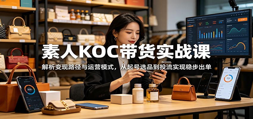 素人KOC带货实战课:解析变现路径与运营模式,从起号选品到投流实现稳步出单-网赚副业网