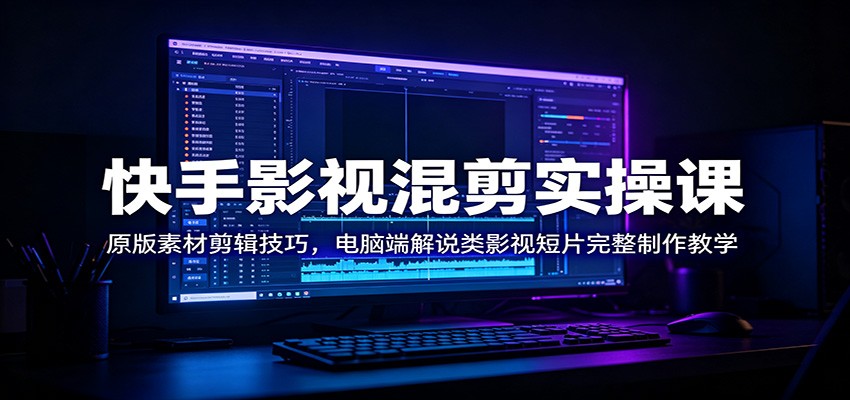 快手影视混剪实操课:原版素材剪辑技巧,电脑端解说类影视短片完整制作教学-网赚副业网