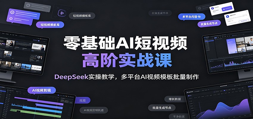 零基础AI短视频高阶实战课:DeepSeek实操教学,多平台AI视频模板批量制作-网赚副业网