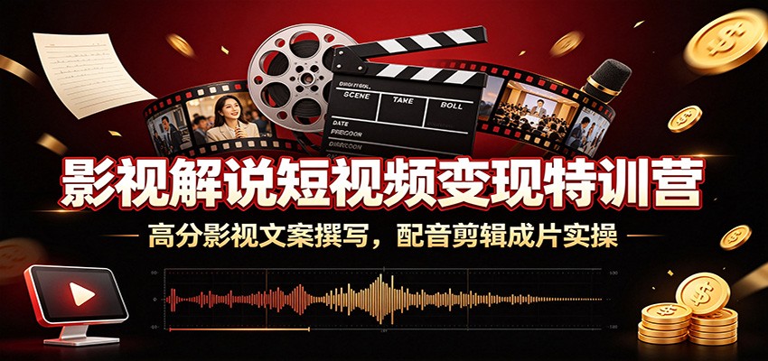影视解说短视频变现特训营:高分影视文案撰写,配音剪辑成片实操-网赚副业网