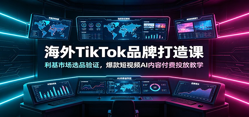 海外TikTok品牌打造课：利基市场选品验证，爆款短视频AI内容付费投放教学-网赚副业网