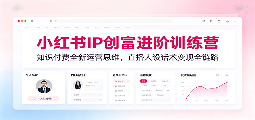 小红书IP创富进阶训练营:知识付费全新运营思维,直播人设话术变现全链路-网赚副业网