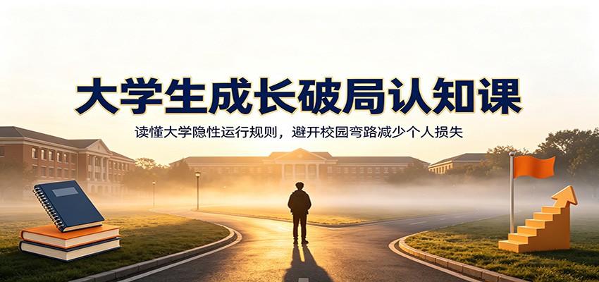 大学生成长破局认知课:读懂大学隐性运行规则,避开校园弯路减少个人损失-网赚副业网