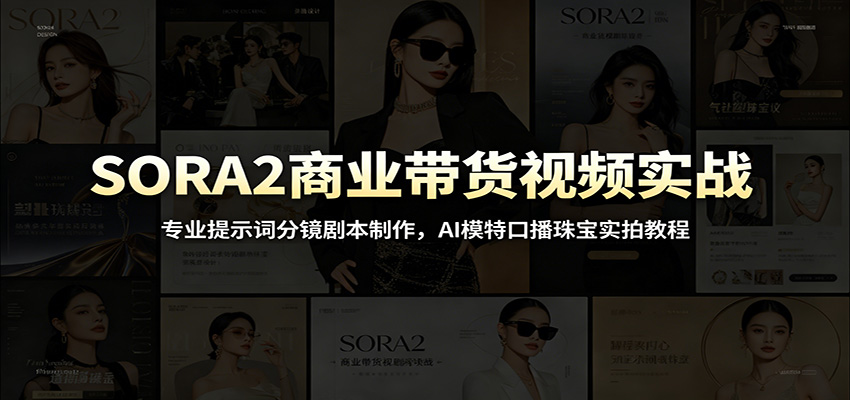 SORA2商业带货视频实战:专业提示词分镜剧本制作,AI模特口播珠宝实拍教程-网赚副业网
