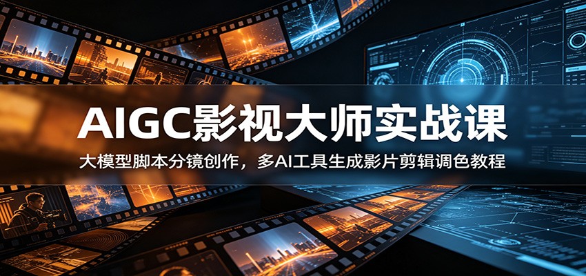 AIGC影视大师实战课:大模型脚本分镜创作,多AI工具生成影片剪辑调色教程-网赚副业网