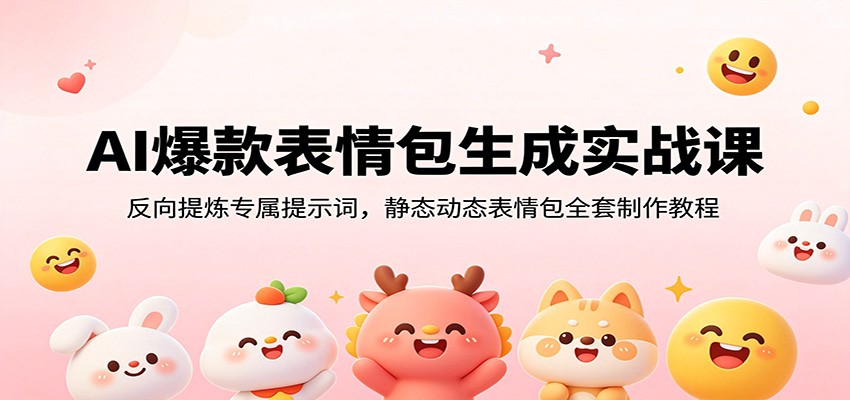 AI爆款表情包生成实战课:反向提炼专属提示词,静态动态表情包全套制作教程-网赚副业网