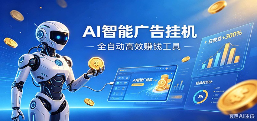 AI智能广告挂机，小白轻松上手，在家自动赚收益-网赚副业网