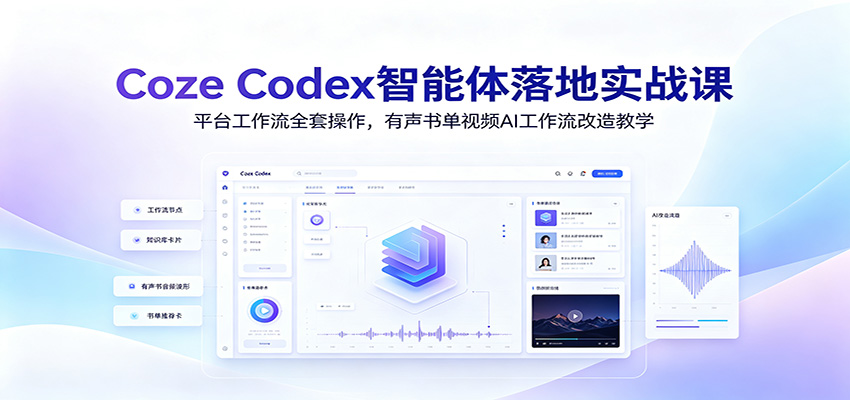 Coze Codex智能体落地实战课:平台工作流全套操作,有声书单视频AI工作流改造教学-网赚副业网