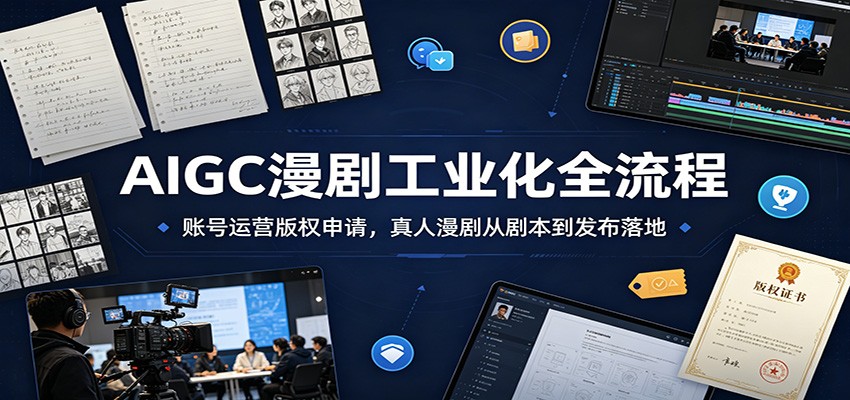 AIGC漫剧工业化全流程:账号运营版权申请,真人漫剧从剧本到发布落地-网赚副业网
