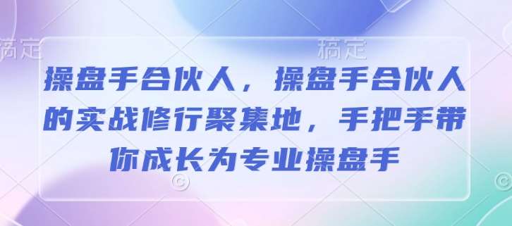 操盘手合伙人,操盘手合伙人的实战修行聚集地,手把手带你成长为专业操盘手-网赚副业网