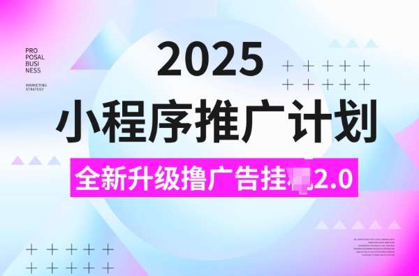 2025小程序推广计划,撸广告挂JI3.0玩法,日均5张【揭秘】-网赚副业网