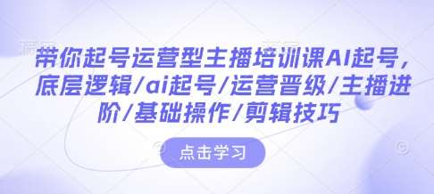 带你起号运营型主播培训课AI起号,底层逻辑/ai起号/运营晋级/主播进阶/基础操作/剪辑技巧-网赚副业网