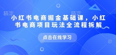 小红书电商掘金课,小红书电商项目玩法全流程拆解-网赚副业网