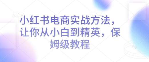 小红书电商实战方法,让你从小白到精英,保姆级教程-网赚副业网